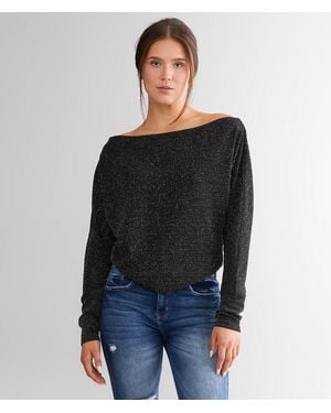 Daytrip Metallic Wide Neck Top - Black