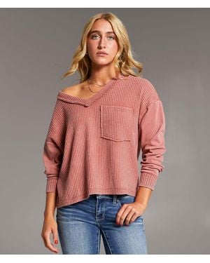 BKE Waffle Knit Top - Red