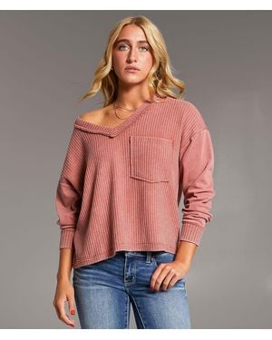BKE Waffle Knit Top - Red