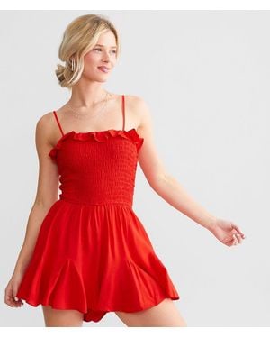 Trixxi Smocked Bodice Romper - Red
