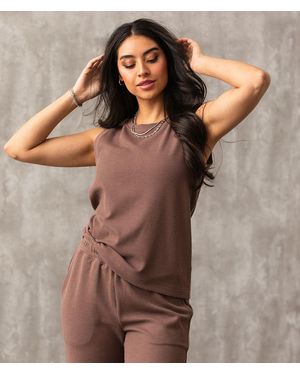 Buckle Black Textured Tank Top - Brown