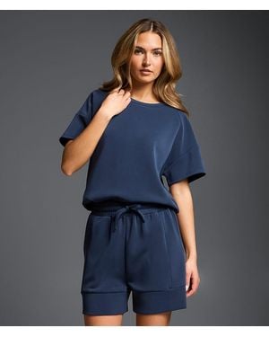 Buckle Black Crew Neck Top - Blue