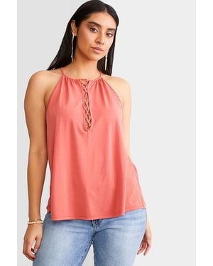Daytrip Lace-Up Tank Top - Red