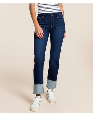 Hidden Jeans Chloe Cropped Straight Stretch Cuffed Jean - Blue