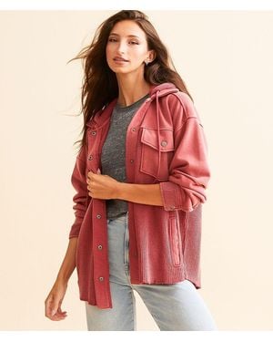 BKE Waffle Knit Hooded Jacket - Red
