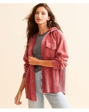 BKE Waffle Knit Hooded Jacket - Red