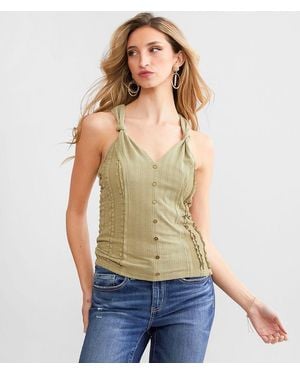 Miss Me Knotted Strap Tank Top - Green