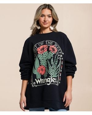 Wrangler Cactus Flowers Oversized Pullover - Black