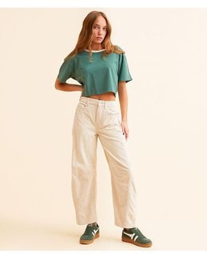 Free People Good Luck Mid-Rise Corduroy Barrel Pant - Green
