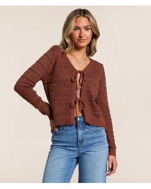 Willow & Root Front Tie Cardigan Sweater - Red