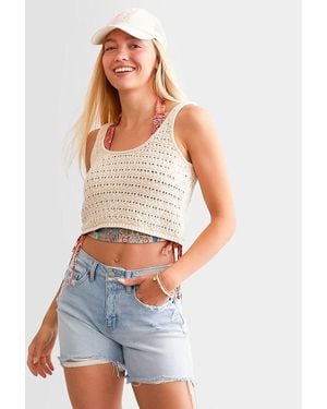 Billabong Hot Shot Cropped Sweater Tank Top - White