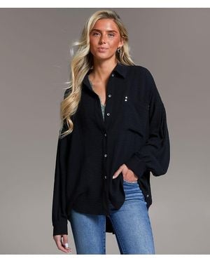 BKE Button Down Blouse - Blue
