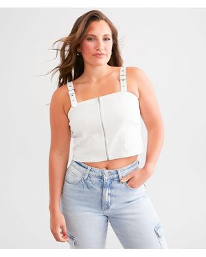 Edit by Nine Denim Buckle Strap Tank Top - White