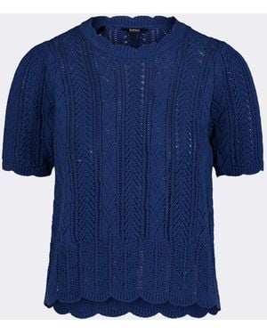Buffalo David Bitton Buffalo Jeans Posey Short Sleeve Crochet Knit Sweater - Blue
