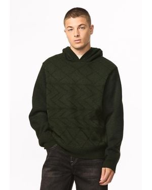 Buffalo David Bitton Buffalo Jeans Waolo Geometric Pattern Sweater Fleece Hoodie - Green
