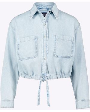 Buffalo David Bitton Buffalo Jeans Serena Long-Sleeve Cropped Denim Shirt, Bleached Down - Blue