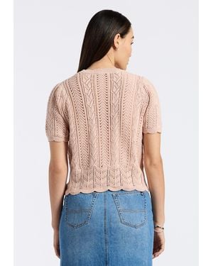 Buffalo David Bitton Buffalo Jeans Posey Short Sleeve Crochet Knit Sweater - Pink