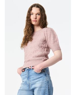 Buffalo David Bitton Buffalo Jeans Winsome Short Sleeve Cable Knit Sweater - Pink