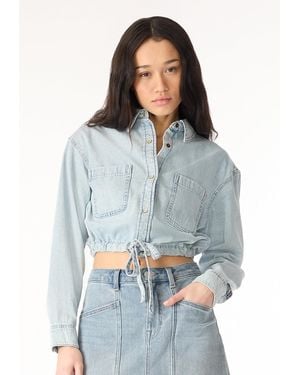 Buffalo David Bitton Buffalo Jeans Serena Long-Sleeve Cropped Denim Shirt, Bleached Down - Blue