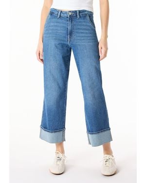 Buffalo David Bitton Buffalo Jeans Addisson High Rise Wide Leg Cropped Jeans, Worn - Blue