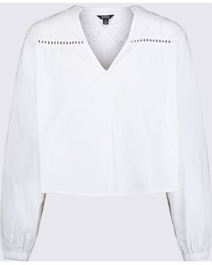 Buffalo David Bitton Buffalo Jeans Selyse Eyelet Yoke Split-Neck Blouse - White