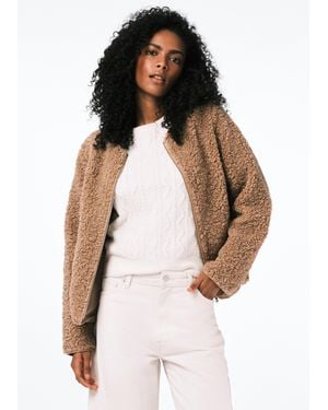 Buffalo David Bitton Buffalo Jeans Gwynne Plush Faux-Shearling Teddy Zip Jacket - Brown