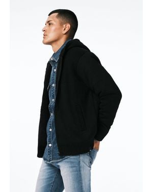 Buffalo David Bitton Buffalo Jeans Walmick Sherpa Lined Full-Zip Sweater Hoodie - Black