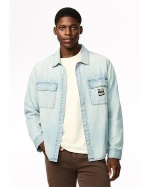 Buffalo David Bitton Buffalo Jeans Simon Oversized Denim Work Shirt, Light Wash - Gray