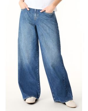 Buffalo David Bitton Buffalo Jeans Amelia Mid Rise Wide Leg Jeans, Authentic And Sanded - Blue