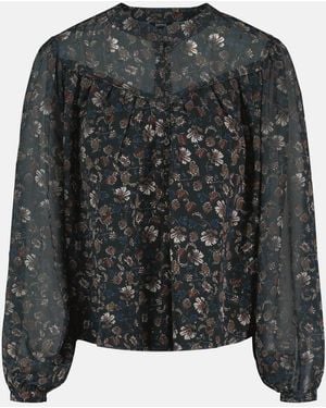 Buffalo David Bitton Buffalo Jeans Clara Anne Sheer Floral Button-Front Blouse - Black