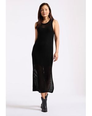 Buffalo David Bitton Buffalo Jeans Bronwen Sleeveless Open-Knit Midi Dress - Black