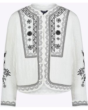 Buffalo David Bitton Buffalo Jeans Ashleigh Quilted Embroidered Button-Up Jacket - White