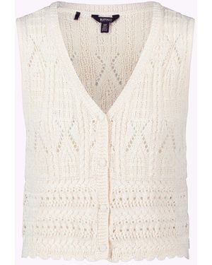 Buffalo David Bitton Buffalo Jeans Merrybell Pointelle Knit Vest With Button-Down Front - White