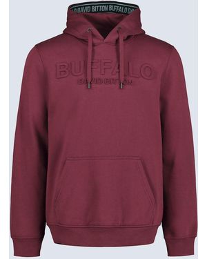 Buffalo David Bitton Buffalo Jeans Fadol Embossed Logo Hooded Sweatshirt, Dark - Red