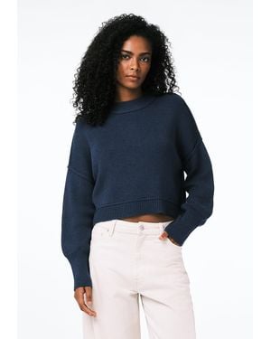 Buffalo David Bitton Buffalo Jeans Seema Dropped Sleeve Loose-Fit Cropped Sweater - Blue