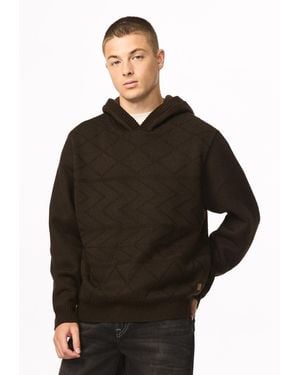 Buffalo David Bitton Buffalo Jeans Waolo Geometric Pattern Sweater Fleece Hoodie - Black