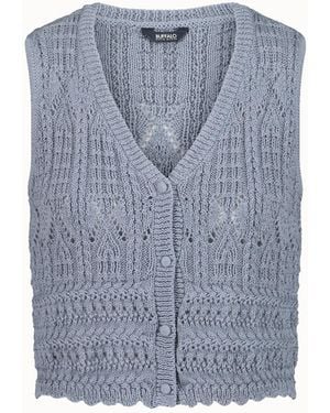 Buffalo David Bitton Buffalo Jeans Merrybell Pointelle Knit Vest With Button-Down Front, Bleached - Blue