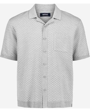 Buffalo David Bitton Buffalo Jeans Willow Short Sleeve Jacquard Jersey Button-Up Sweater - Gray