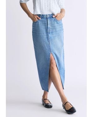 Buffalo David Bitton Buffalo Jeans Samantha High Rise Denim Skirt, Mid Sanded - Blue