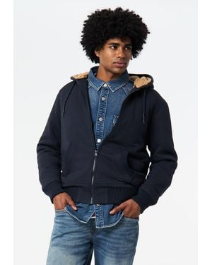 Buffalo David Bitton Buffalo Jeans Fasox Sherpa Lined Full-Zip Hoodie - Blue
