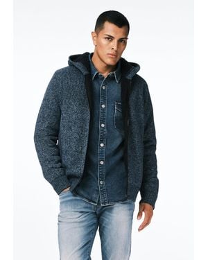 Buffalo David Bitton Buffalo Jeans Walmick Sherpa Lined Full-Zip Sweater Hoodie - Blue
