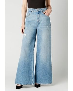 Buffalo David Bitton Buffalo Jeans Alice High Rise Super Wide Leg Jeans, Stone Washed And Torn - Blue