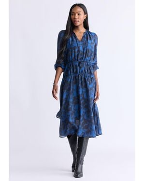 Buffalo David Bitton Buffalo Jeans Virlen Long Sleeve Printed Midi Dress - Blue