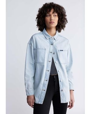 Buffalo David Bitton Buffalo Jeans Sydney Denim Shacket, Contrasted And Vintage - Blue