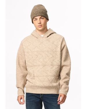 Buffalo David Bitton Buffalo Jeans Waolo Geometric Pattern Sweater Fleece Hoodie - Natural