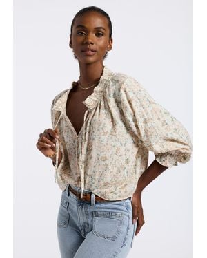 Buffalo David Bitton Buffalo Jeans Maylah Floral Print Smocked Blouse - White