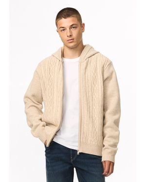Buffalo David Bitton Buffalo Jeans Writz Cable Knit Full-Zip Sweater Hoodie - Natural