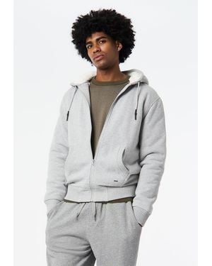 Buffalo David Bitton Buffalo Jeans Fasox Sherpa Lined Full-Zip Hoodie - Gray