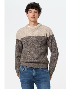 Buffalo David Bitton Buffalo Jeans Wintor Colorblock Cable Knit Sweater - Gray