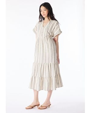 Buffalo David Bitton Buffalo Jeans Aurinda Tiered Striped Midi Dress, Parcht - Natural